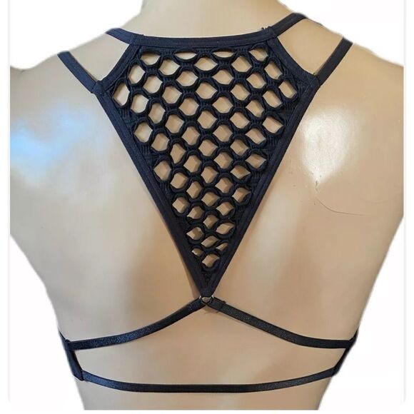 Victorias Secret sexy Seamless Mesh racerback unlined bralette bra black - Picture 2 of 2